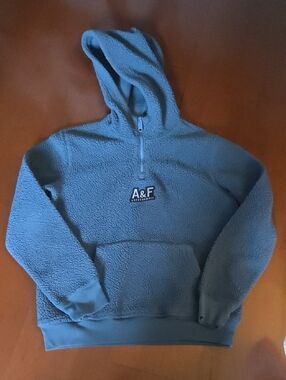 abercrombie kids blue sherpa half-zip hoodie